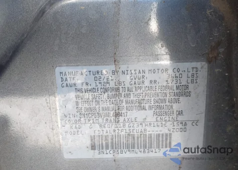 2021 Nissan Kicks S Xtronic Cvt z USA, uszkodzony, nr VIN 3N1CP5BV9ML483417